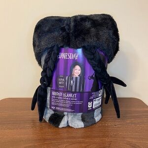 NWT- Wednesday Addams Super Soft Hooded Blanket